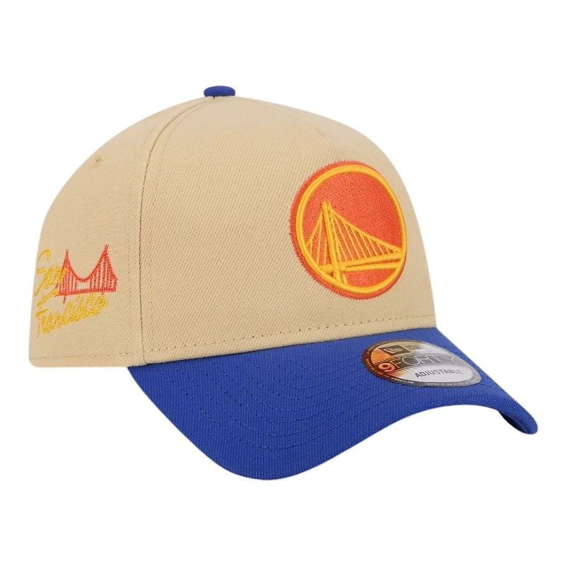 Golden State Warriors Two Tone Golden Gate Patch Blue UV New Era A-Frame 9FORTY Snapback Hat