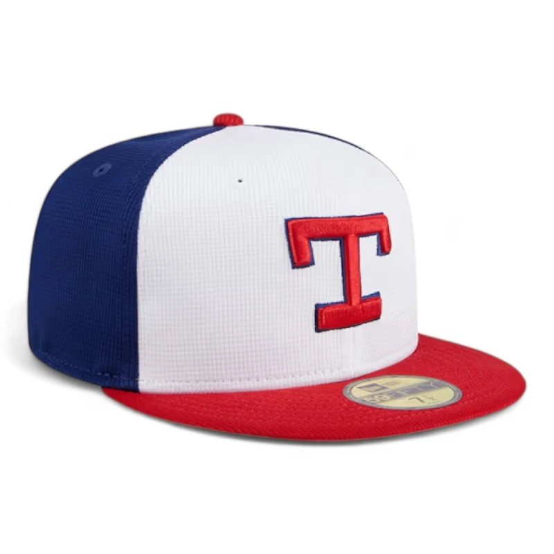 Texas Rangers Red White and Blue 2024 Batting Practice New Era 59FIFTY Fitted Hat