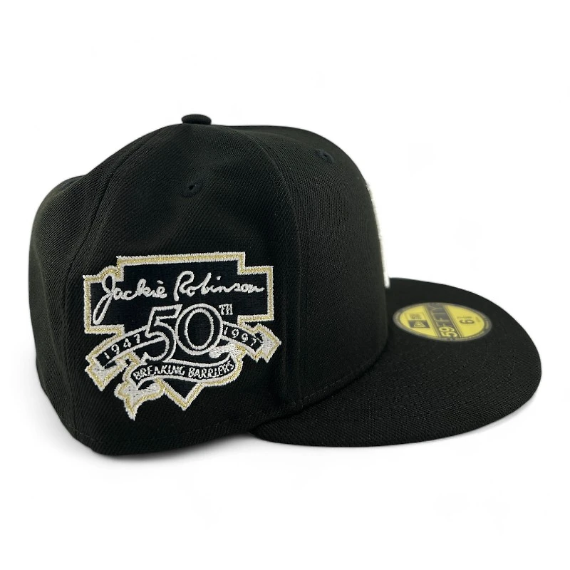 Brooklyn Dodgers Black and White "Breaking Barriers Pack" Jackie Robinson Patch Gray UV New Era 59FIFTY Fitted Hat