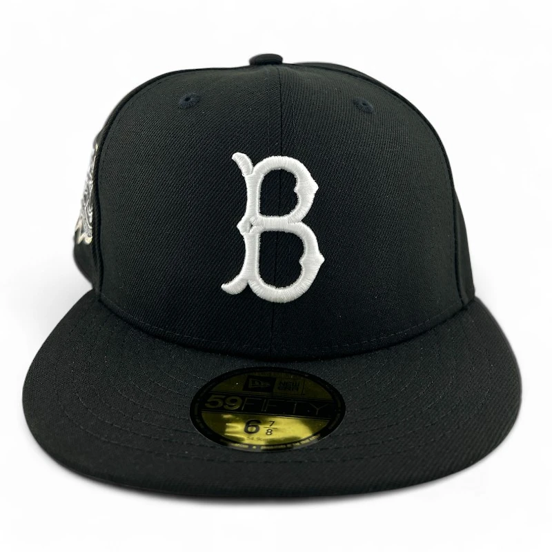 Brooklyn Dodgers Black and White "Breaking Barriers Pack" Jackie Robinson Patch Gray UV New Era 59FIFTY Fitted Hat