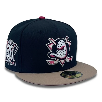 Anaheim Ducks Black Two Tone 30th Anni Patch Red UV New Era 59FIFTY Fitted Hat