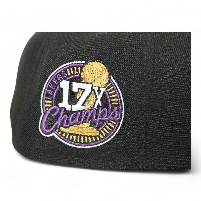 Los Angeles Lakers Black "DPM NBA Pack" 17X Champs Patch Gray UV New Era 59Fifty Fitted Hat