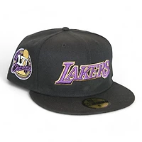Los Angeles Lakers Black "DPM NBA Pack" 17X Champs Patch Gray UV New Era 59Fifty Fitted Hat