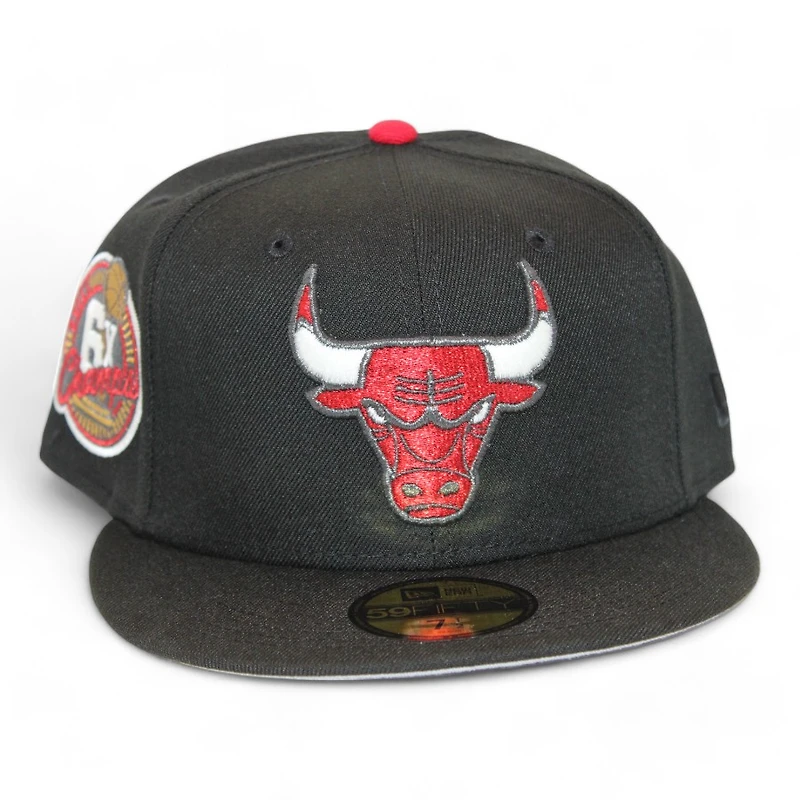 Chicago Bulls Black "DPM NBA Pack" 6X Champs Patch Gray UV New Era 59Fifty Fitted Hat