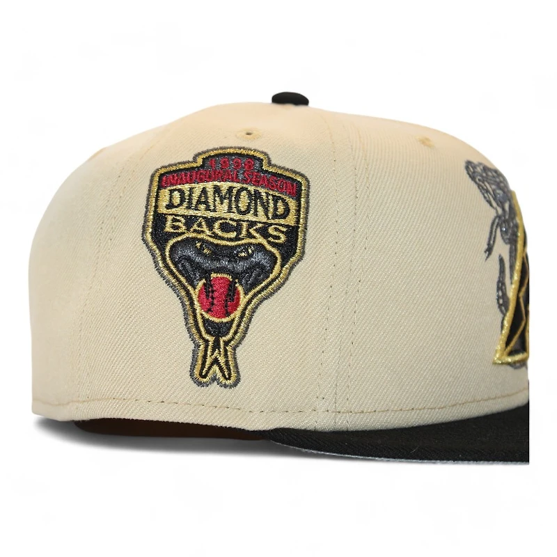 Arizona Diamondbacks Vegas Gold and Black "DPM Down South Pack" 1998 Inaugural Season Patch Gray UV New Era 59Fifty Fitted Hat
