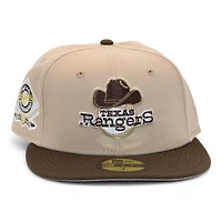 Texas Rangers Khaki and Brown "DPM Down South Pack" Arlington Stadium Patch Gray UV New Era 59Fifty Fitted Hat