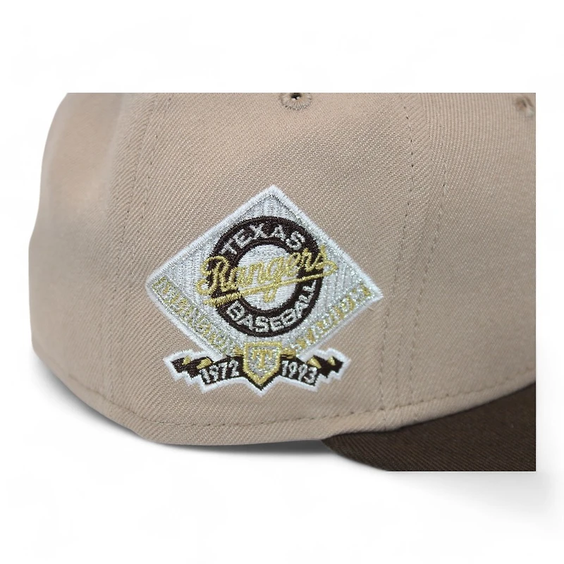 Texas Rangers Khaki and Brown "DPM Down South Pack" Arlington Stadium Patch Gray UV New Era 59Fifty Fitted Hat