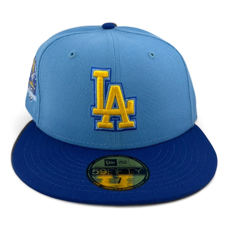 Los Angeles Dodgers Sky Blue and Royal 60th Anniversary Patch Gray UV New Era 59FIFTY Fitted Hat