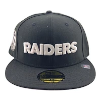 Las Vegas Raiders Black Wordmark 60th Patch Pink UV New Era 59FIFTY Fitted Hat