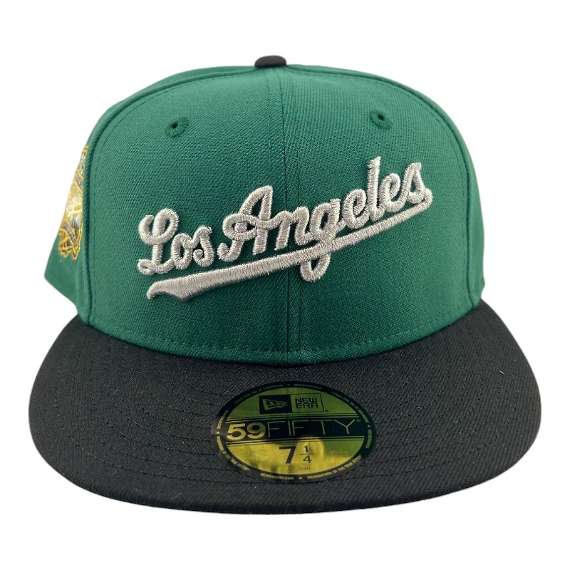 Los Angeles Dodgers Green and Black Script 40th Anniversary Patch Icy UV New Era 59FIFTY Fitted Hat
