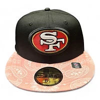 San Francisco 49ers Black and Pink Paisley Pro Bowl Patch UV New Era 59FIFTY Fitted Hat