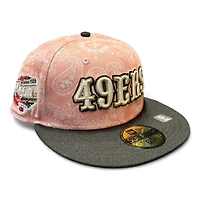 San Francisco 49ers Pink Paisley and Black Saloon 1999 Hawaii Pro Bowl Patch Gray UV New Era 59FIFTY Fitted Hat