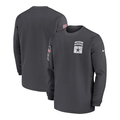 Dallas Cowboys Anthracite 2024 Nike Salute To Service Long Sleeve T-Shirt