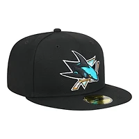 San Jose Sharks Black Team Basic NHL New Era 59FIFTY Fitted Hat