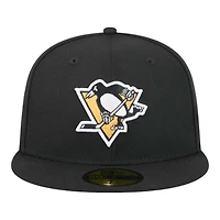 Pittsburgh Penguins Black Team Basic NHL New Era 59FIFTY Fitted Hat