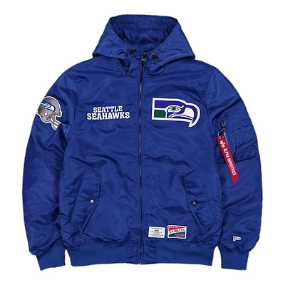 Seattle Seahawks x Alpha Industries New Era Blue L-2B Bomber Jacket