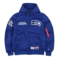 Seattle Seahawks x Alpha Industries New Era Blue L-2B Bomber Jacket