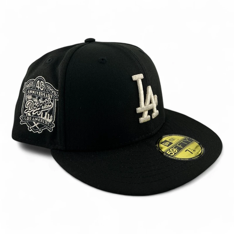 Los Angeles Dodgers Black and White "Coast to Coast" 40th Anni Patch Gray UV New Era 59FIFTY Fitted Hat