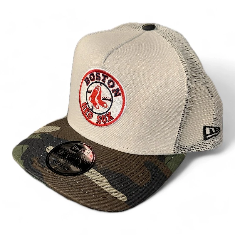 Boston Red Sox Stone and Woodland Camo 1999 ASG Patch Green UV New Era A-Frame Snapback Hat