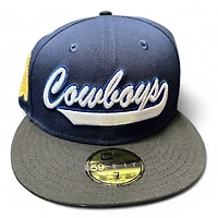 Dallas Cowboys Navy and Black Script SB XXVII Patch Gray UV New Era 59FIFTY Fitted Hat