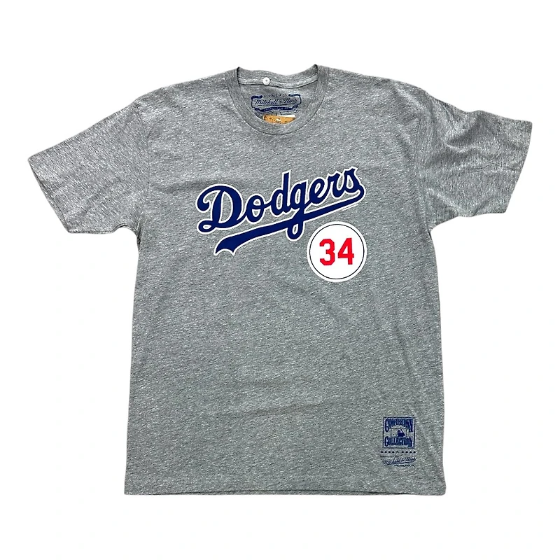 Los Angeles Dodgers Fernando Valenzuela Heather Gray Mitchell & Ness Retired Player T-Shirt
