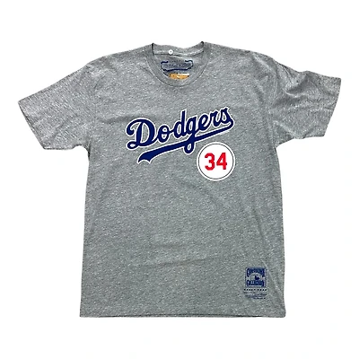 Los Angeles Dodgers Fernando Valenzuela Heather Gray Mitchell & Ness Retired Player T-Shirt