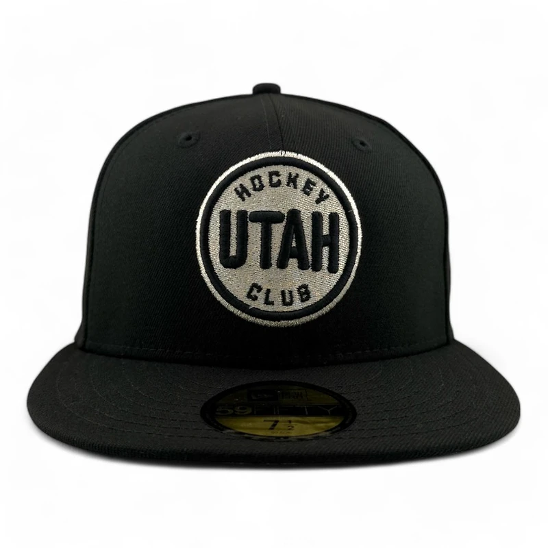 Utah Hockey Club Black with Silver Threading Circle Logo NHL Patch Gray UV New Era 59FIFTY Fitted Hat