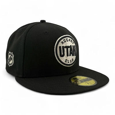 Utah Hockey Club Black with Silver Threading Circle Logo NHL Patch Gray UV New Era 59FIFTY Fitted Hat