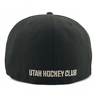 Utah Hockey Club Black with Silver Threading Circle Logo NHL Patch Gray UV New Era 59FIFTY Fitted Hat