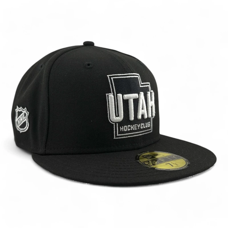 Utah Hockey Club Black and White State Logo NHL Patch Gray UV New Era 59FIFTY Fitted Hat