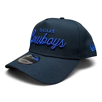 Dallas Cowboys Black and Royal Blue Script Star Patch New Era A-Frame 9FORTY Snapback Hat