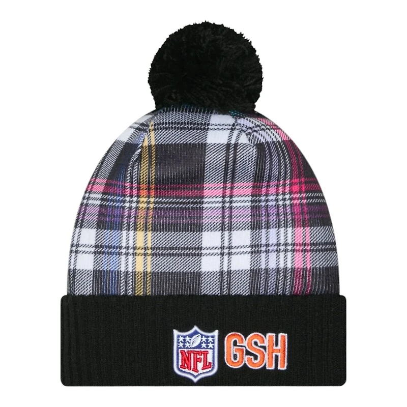 Chicago Bears Black Plaid 2024 NFL Crucial Catch Cuffed Knit Hat