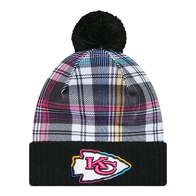 Kansas City Chiefs Black Plaid 2024 NFL Crucial Catch Cuffed Knit Hat