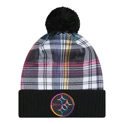 Pittsburgh Steelers Black Plaid 2024 NFL Crucial Catch Cuffed Knit Hat