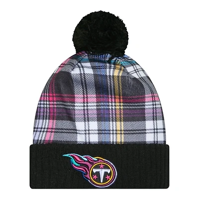 Tennessee Titans Black Plaid 2024 NFL Crucial Catch Cuffed Knit Hat