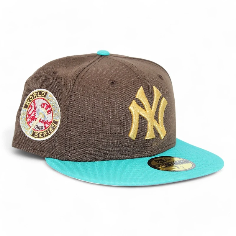 New York Yankees Brown and Teal 1949 World Series Patch Gray UV Era 59Fifty Fitted Hat