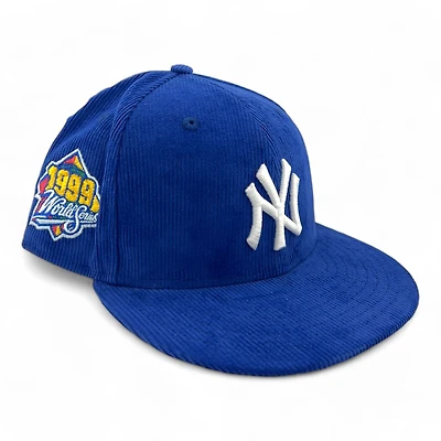 New York Yankees Royal Blue Corduroy 1999 WS Patch Grey UV Era 59FIFTY Fitted Hat