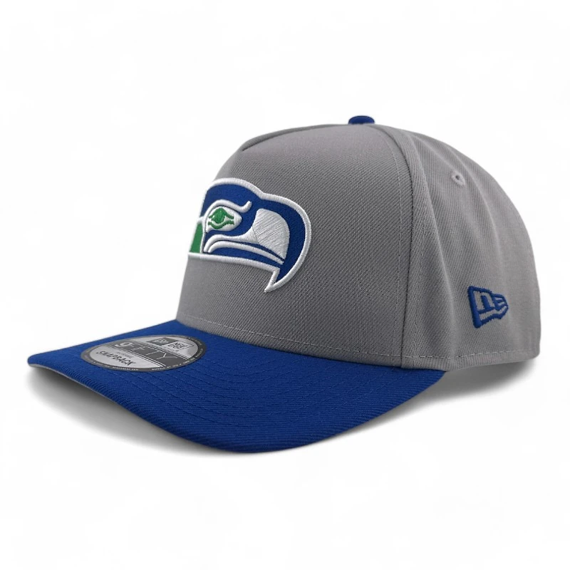 Seattle Seahawks Gray & Blue Retro 25 Seasons Patch Gray UV New Era A-Frame Snapback Hat
