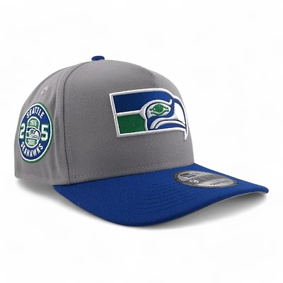 Seattle Seahawks Gray & Blue Retro 25 Seasons Patch Gray UV New Era A-Frame Snapback Hat