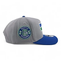 Seattle Seahawks Gray & Blue Retro 25 Seasons Patch Gray UV New Era A-Frame Snapback Hat