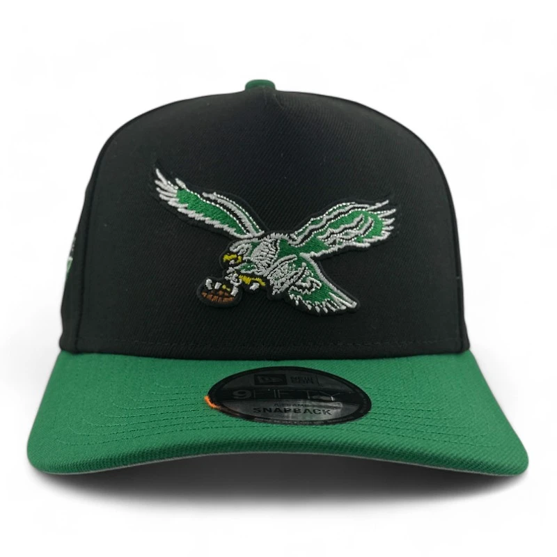 Philadelphia Eagles Black & Kelly Green 1933 Patch Gray UV New Era A-Frame Snapback Hat