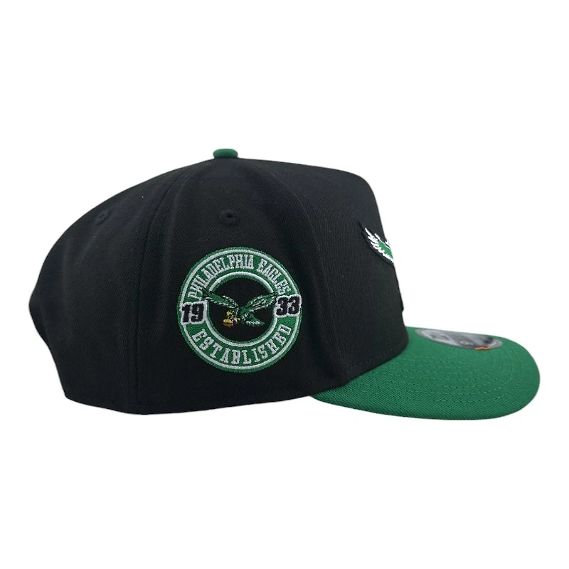Philadelphia Eagles Black & Kelly Green 1933 Patch Gray UV New Era A-Frame Snapback Hat