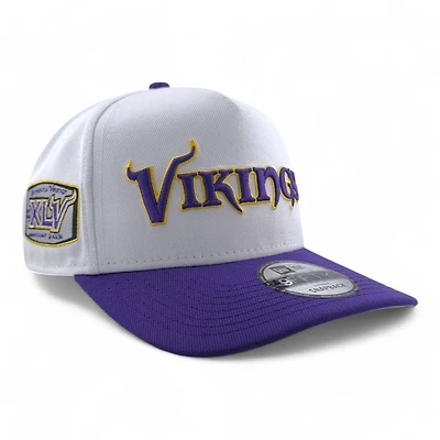 Minnesota Vikings White & Purple XLV 45th Anniversary Season Patch Gray UV New Era A-Frame Snapback Hat