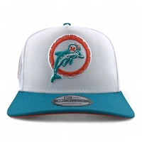 Miami Dolphins White & Teal Retro 25th Year Patch Orange UV New Era A-Frame Snapback Hat