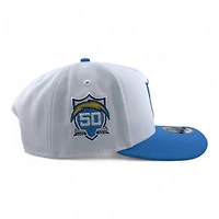 Los Angeles Chargers White & Light Blue 50th Anniversary Patch Gray UV New Era A-Frame Snapback Hat