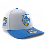 Los Angeles Chargers White & Light Blue 50th Anniversary Patch Gray UV New Era A-Frame Snapback Hat