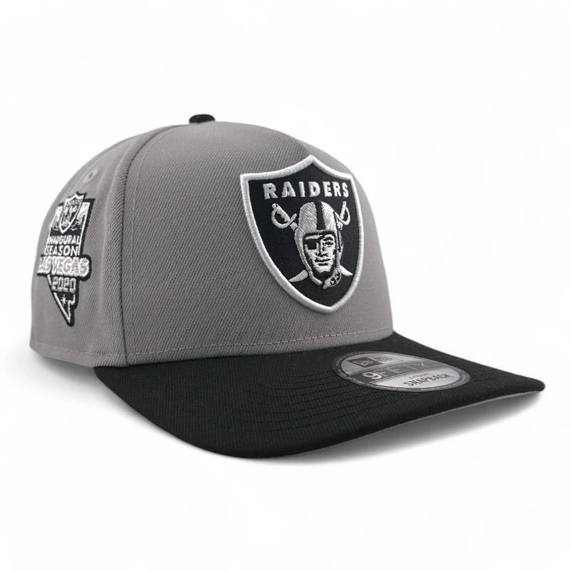 Las Vegas Raiders Gray & Black 2020 Inaugural Season Patch Gray UV New Era A-Frame Snapback Hat