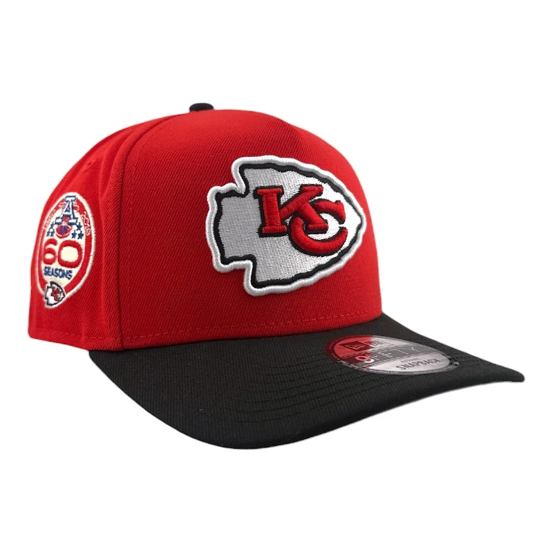 Kansas City Chiefs Red & Black 60 Seasons Patch Gray UV New Era A-Frame Snapback Hat