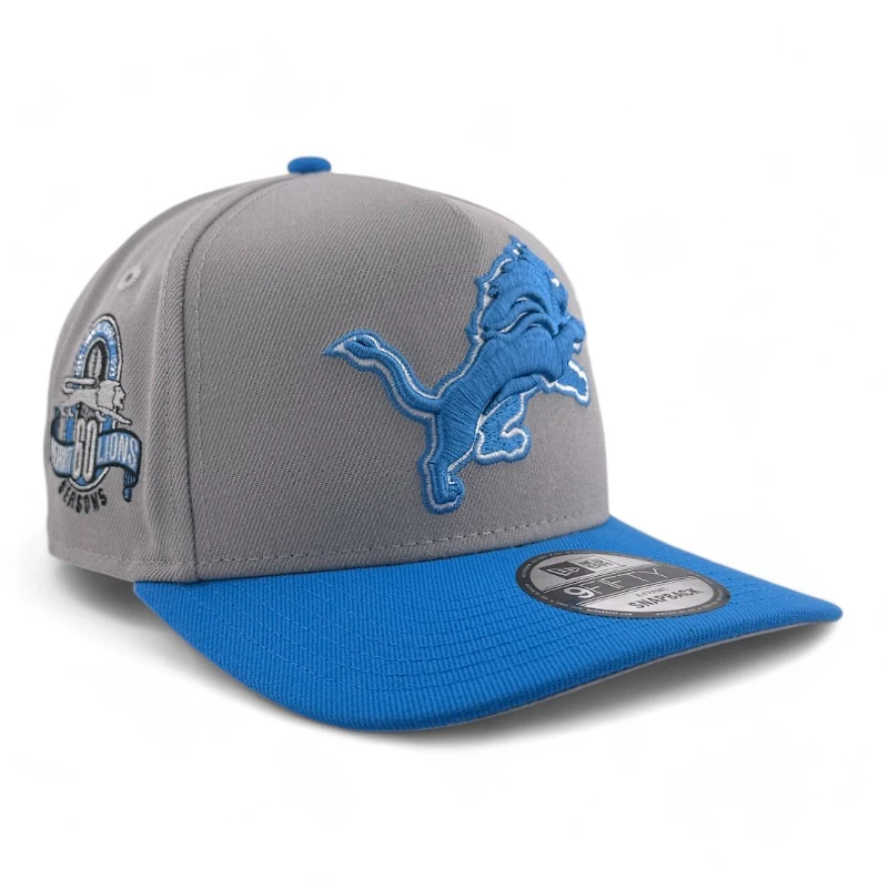 Detroit Lions Gray & Blue 60th Season Patch Gray UV New Era A-Frame Snapback Hat