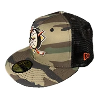 Anaheim Ducks Woodland Camo Black Trucker NHL Patch Green UV New Era 59FIFTY Fitted Hat
